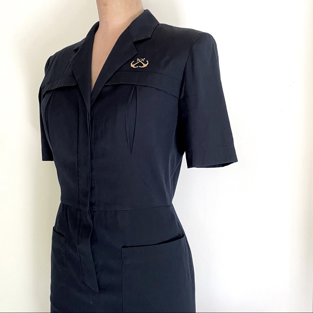 Vintage Les Copains nautical dress made in Italy wool cotton blend